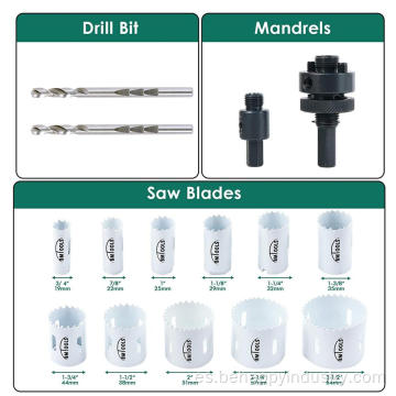 Kit de sierra de sierra de agujero bimetal 11 PCS